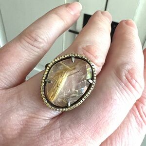 Rutilated Quartz and Yellow Diamond Ring